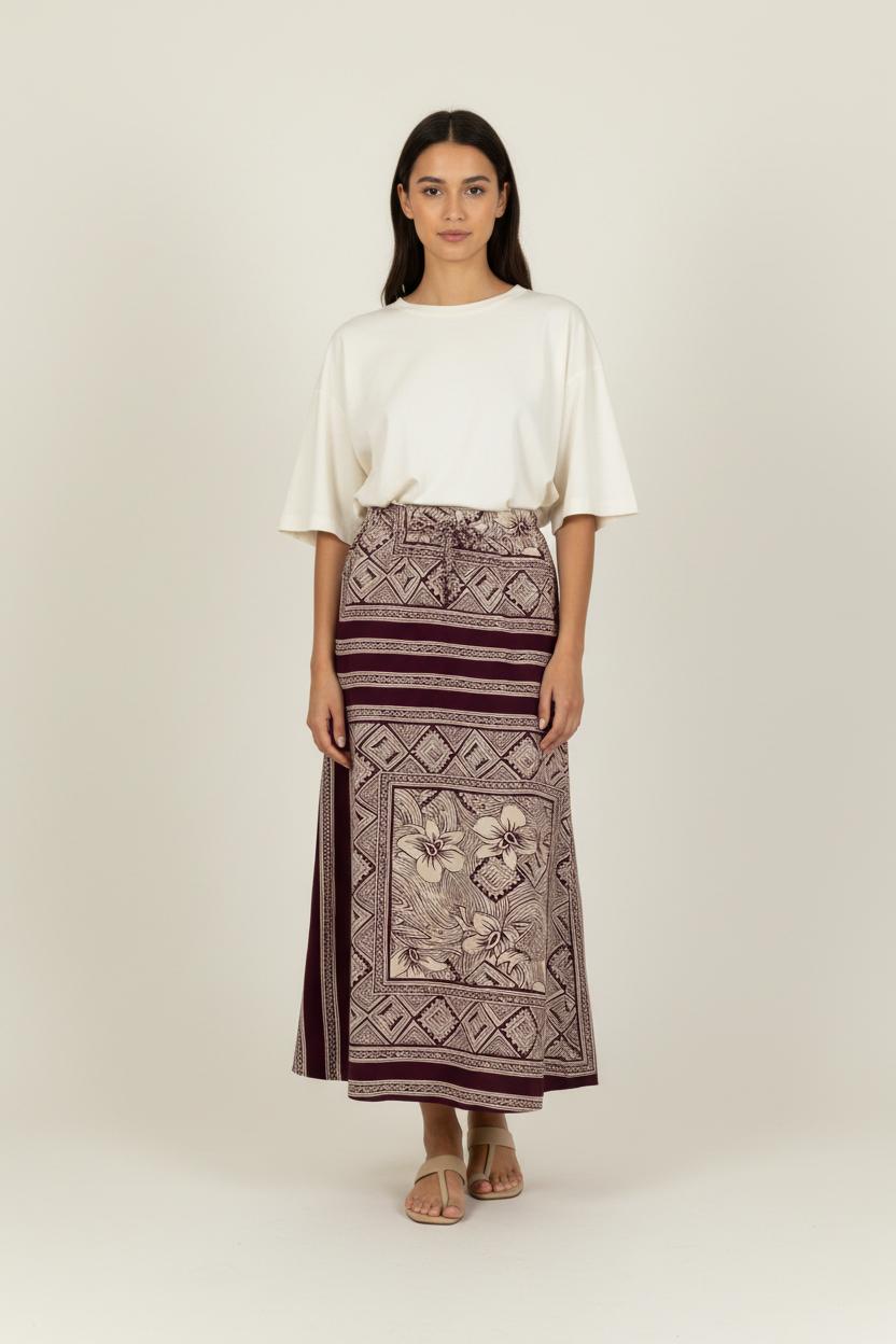 Jupe Longue Violette et Beige - Taille M/38